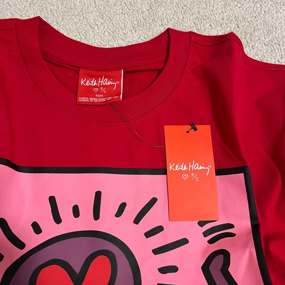 BNWT NEW Peace Collective x Keith Haring red t-shirt medium limited HTF - Picture 2 of 11